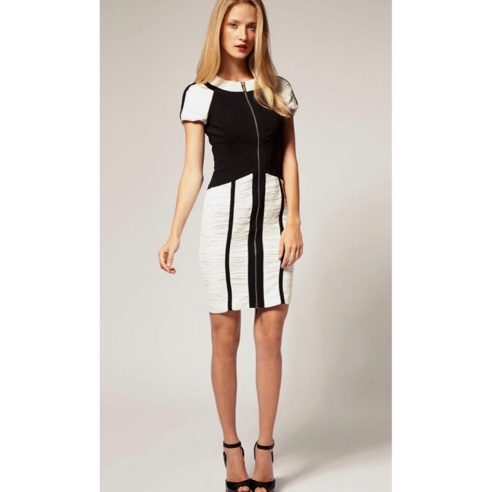 Y2K Karen Millen Monochrome Zip Dress